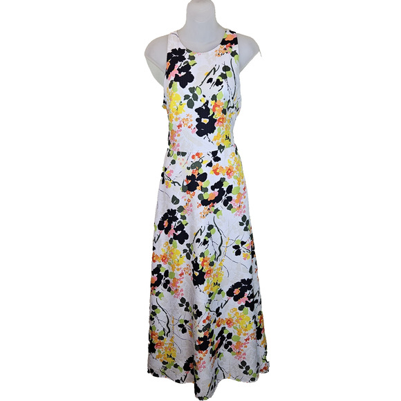 Banana Republic Floral Maxi Dress Sleeveless Silky Garden Party Long Art Size 6 - Picture 1 of 16